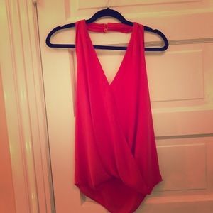 Neon pink halter top